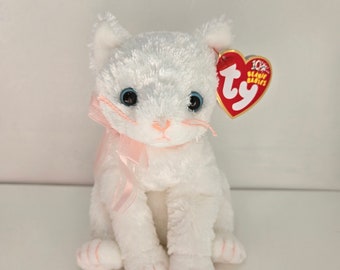 Ty Beanie Baby “Fancy” the White Cat with Pink Bow (6 inch)