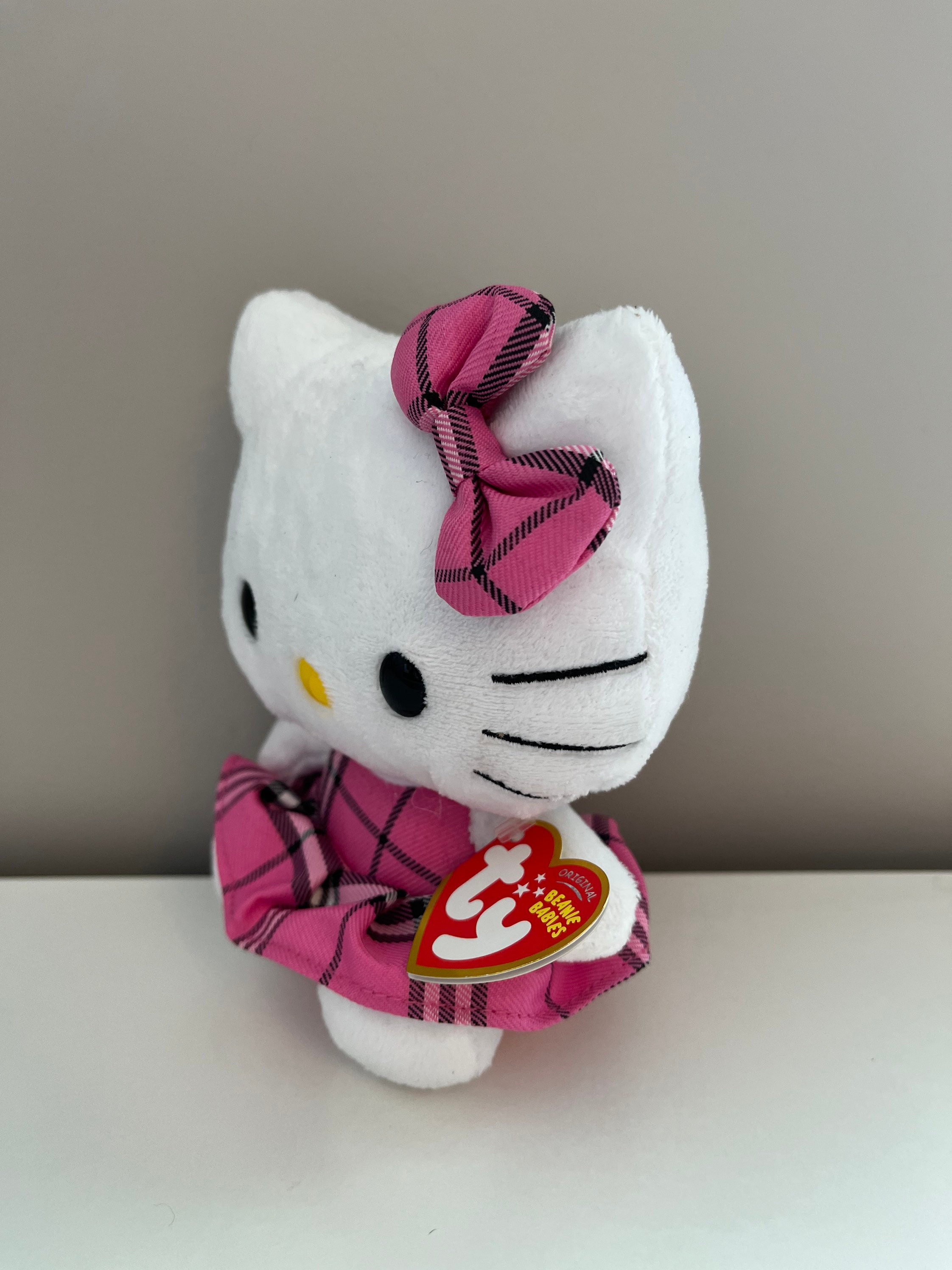 Ty Hello Kitty Plush 6” Stuffed Animal Pink Plaid Bow Dress Soft
