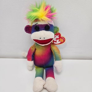 Ty Beanie Baby “Rainbow Sock Monkey” the Sock Monkey! (8.5 inch)