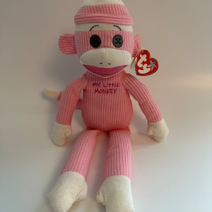 Ty Beanie Buddy “My little monkey” the Adorable Light Pink Sock Monkey *Rare* (12  inch)