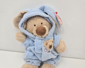 TY Baby Line „Love to Baby“, der Bär mit Hasenohren, blauer Schlafanzug – abnehmbar – *kleinere Version* (7 Zoll)