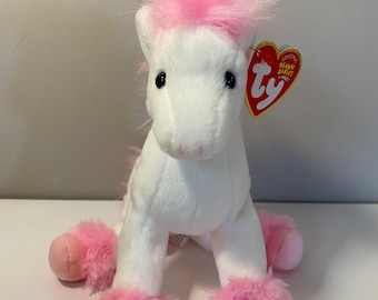 Ty Beanie Babyの「アバロン」、白とピンクの馬！(8インチ) - Etsy 日本