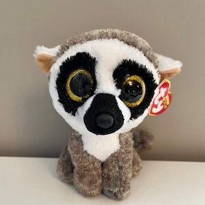 Ty Beanie Boo “Linus” the Lemur with Gold Glitter Eyes (6 inch)
