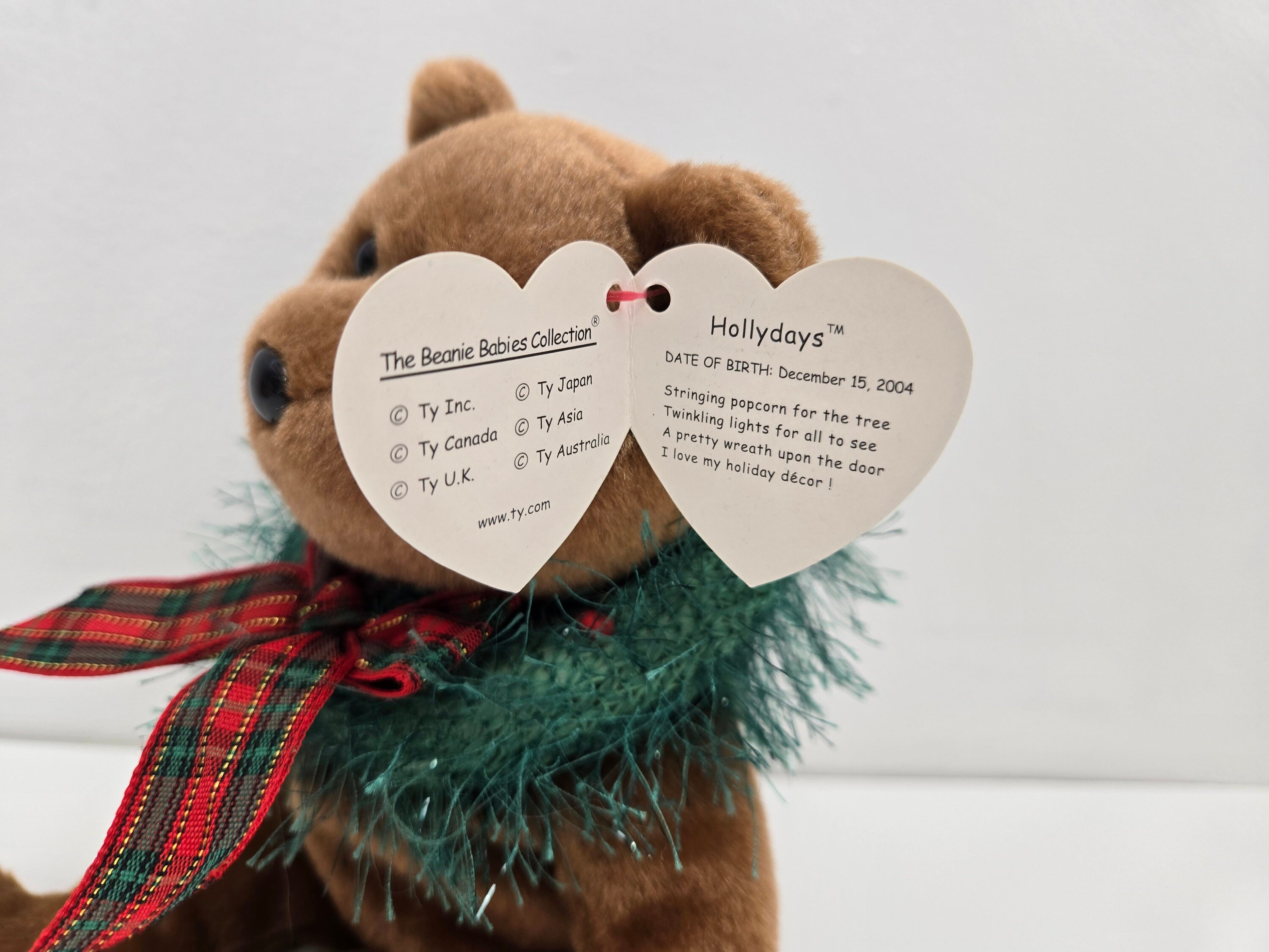 Ty Beanie Baby「Hollydays」ホリデーベア（リース付き）（8.5インチ 