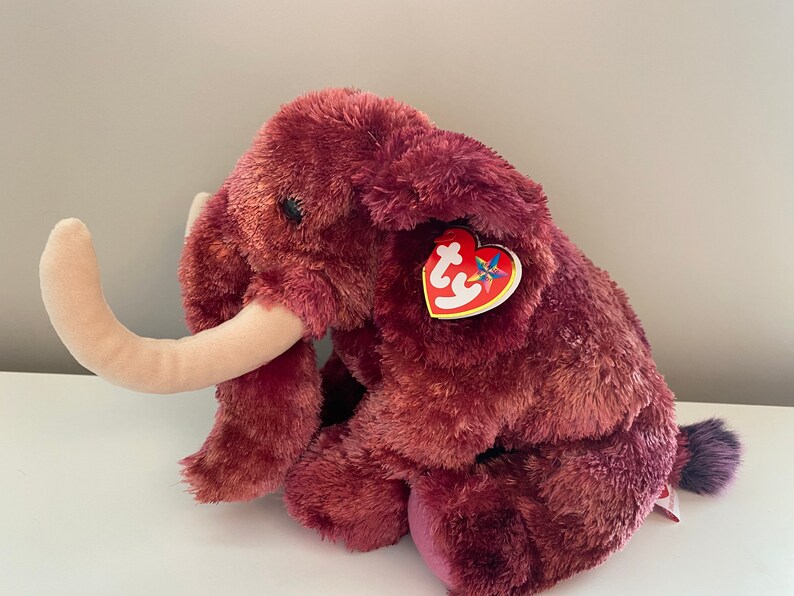 Ty Beanie Buddy “Colosso” the Magenta Woolly Mammoth (12 inch) image 3