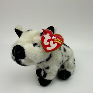 Ty Beanie Baby “Stubby” the Black and White Pig Plush! *Rare* (6.5 inch)