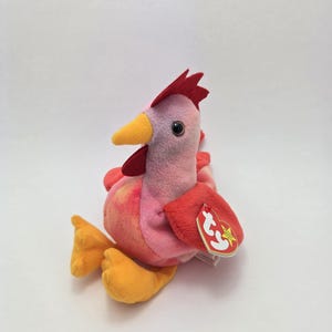 Ty Beanie Baby “Strut” the Rooster  Handmade in Indonesia with Canadian Tush Tag (6 inch)