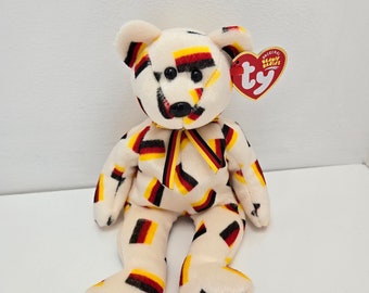 Ty Beanie Baby "Deutschland", el oso alemán con banderas alemanas, versión de nariz negra (8,5 pulgadas)