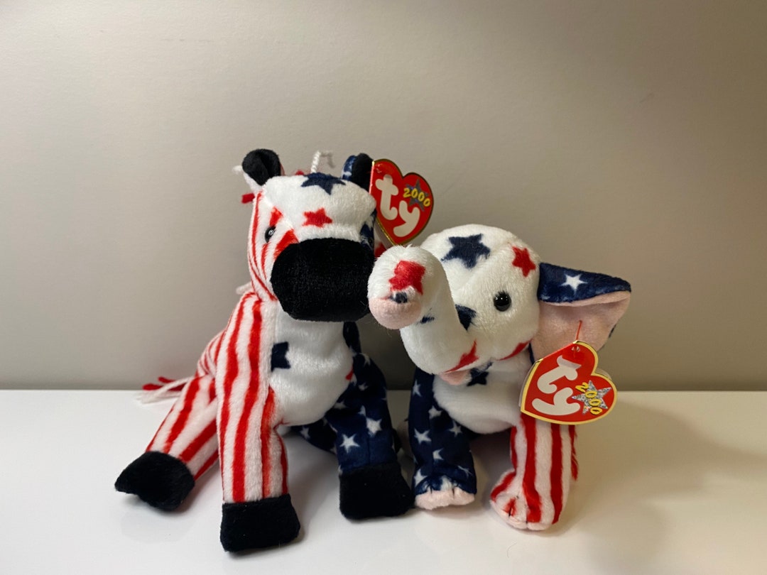 Ty Beanie Babies lefty 2000 and righty 2000 the Donkey and Etsy
