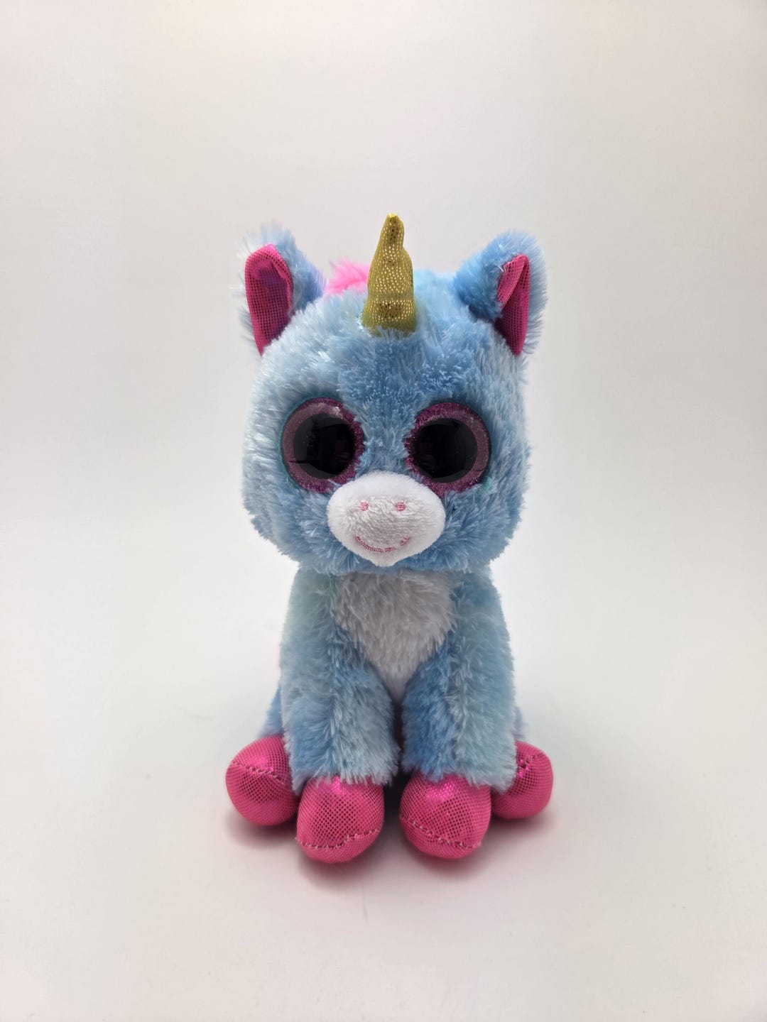 Peluche Unicornio Rosette De TY Beanie Boos | 15 Cm, Morado Con Cuerno Y Cola Arcoíris, Suave Y Acolechado