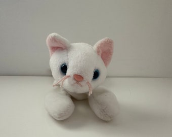 TY Beanie Baby “Flip” the White Kitty Cat - 2nd Gen Tush Tag, No Hang Tag! (7 inch)