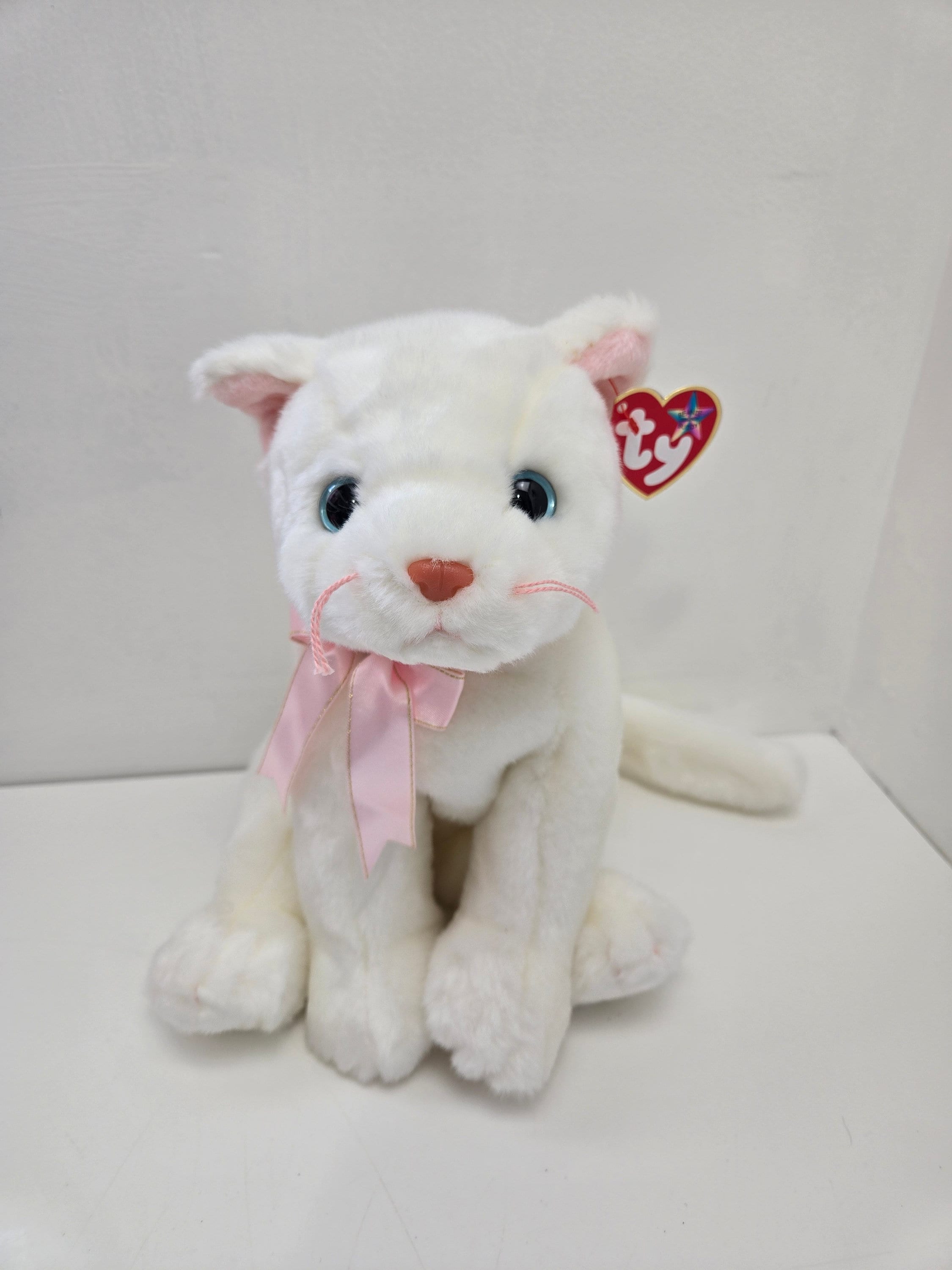TY Beanie Buddy “flip” the Super Cute White Cat Plush With Pink