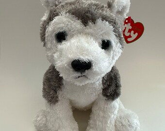 Ty The Husky Dog Ciabatte Slush Il Cane – Taglia 33 (M) – Peluche Beanie Boos Per Bambini, Punta Aperta, Testa Di Cane