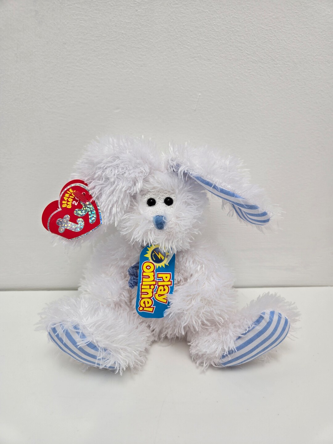 Ty Beanie Baby 2.0 “hopsy” the White and Blue Easter Bunny Rabbit! (7 ...