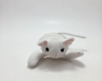 Gorro de peluche adolescente de Ty McDonald "Flip" the White Cat! (7,6 cm) Sin etiqueta