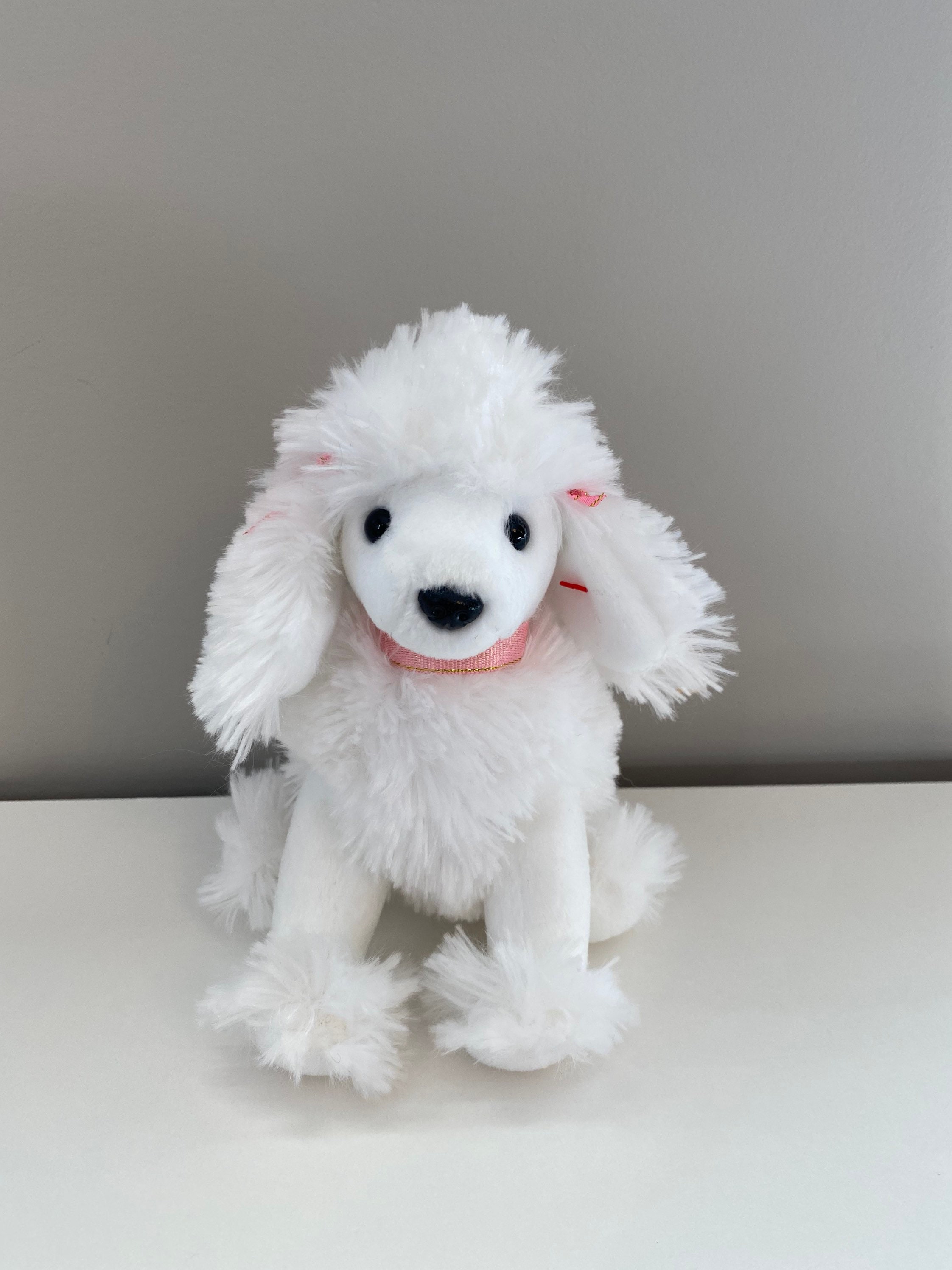 Peluche Ty Porte-clés en peluche Mini Boos Clip Fetch Le Chien Blanc et  Noir