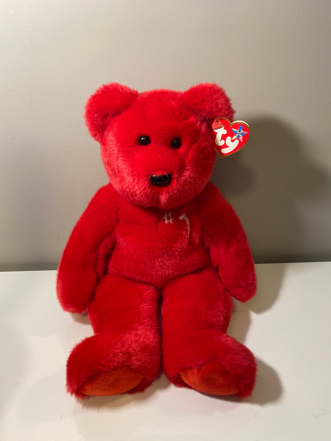 TY Beanie Buddy 1 Bear the Red Bear Plush 14 Inch Etsy