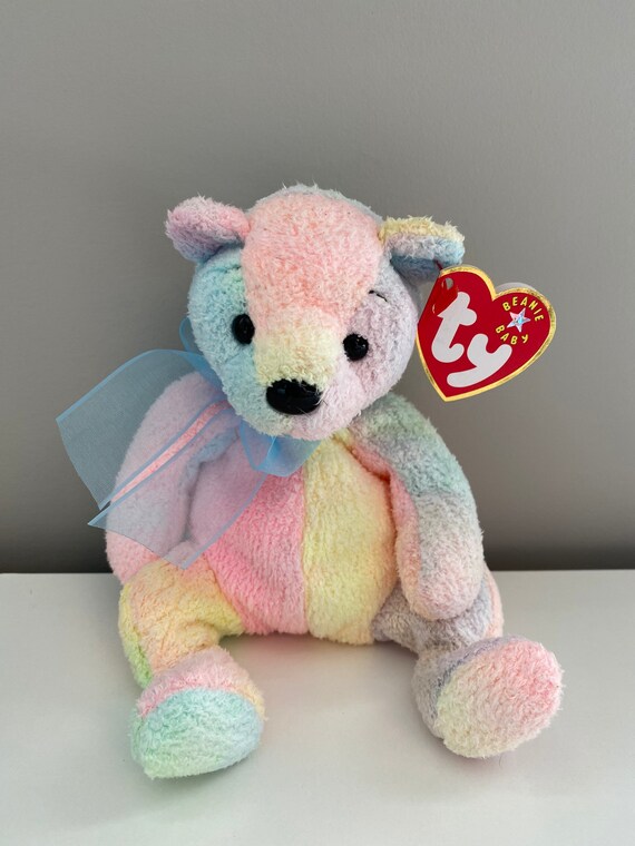 Retired Ty Beanie Babies Mellow The Bear December 7th 2000 Baby Pastel Rainbow for sale online 