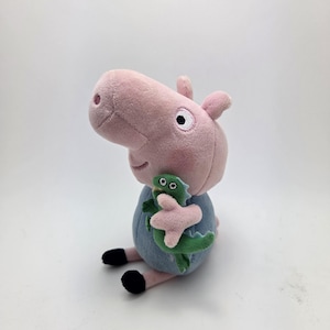 Ty Beanie Baby “George” holding Dino  - From Children’s Show Peppa Pig - No Hang Tag (6.5 inch)