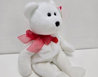 Ty Beanie Baby「カサノバ」胸にハートマークのある白いクマ（8.5
