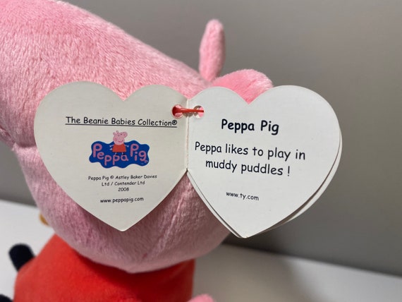 TY Beanie Baby Peppa Pig Holding Teddy Plush From the Childrens