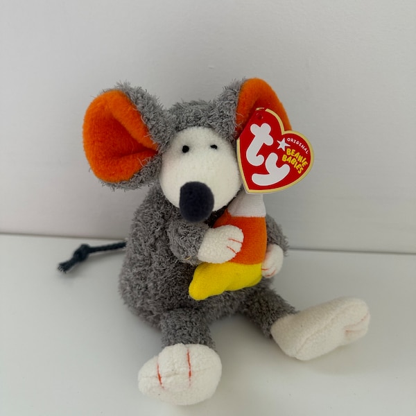Ty Beanie Baby “Ratzo” the Gray Rat Holding Candy Corn (5.5 inch)