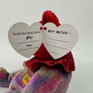 Ty Beanie Baby July the Birthday Bear - Ruby Birthstone Bear (7 Inch