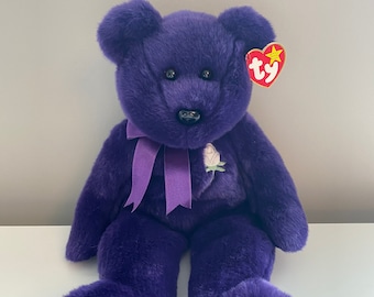 ダイアナ妃 メモリアルベア Diana Memorial Teddy Bear Princess Diana First Edition Purple Memorial Bear Beanie