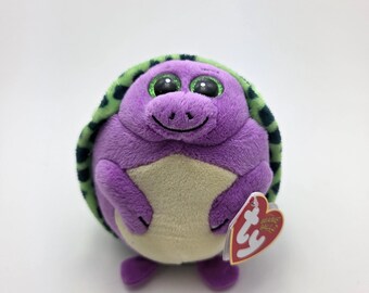 Ty Beanie Ballz “Tiki” the Purple and Green Turtle Ball (Small 6 inch Version)