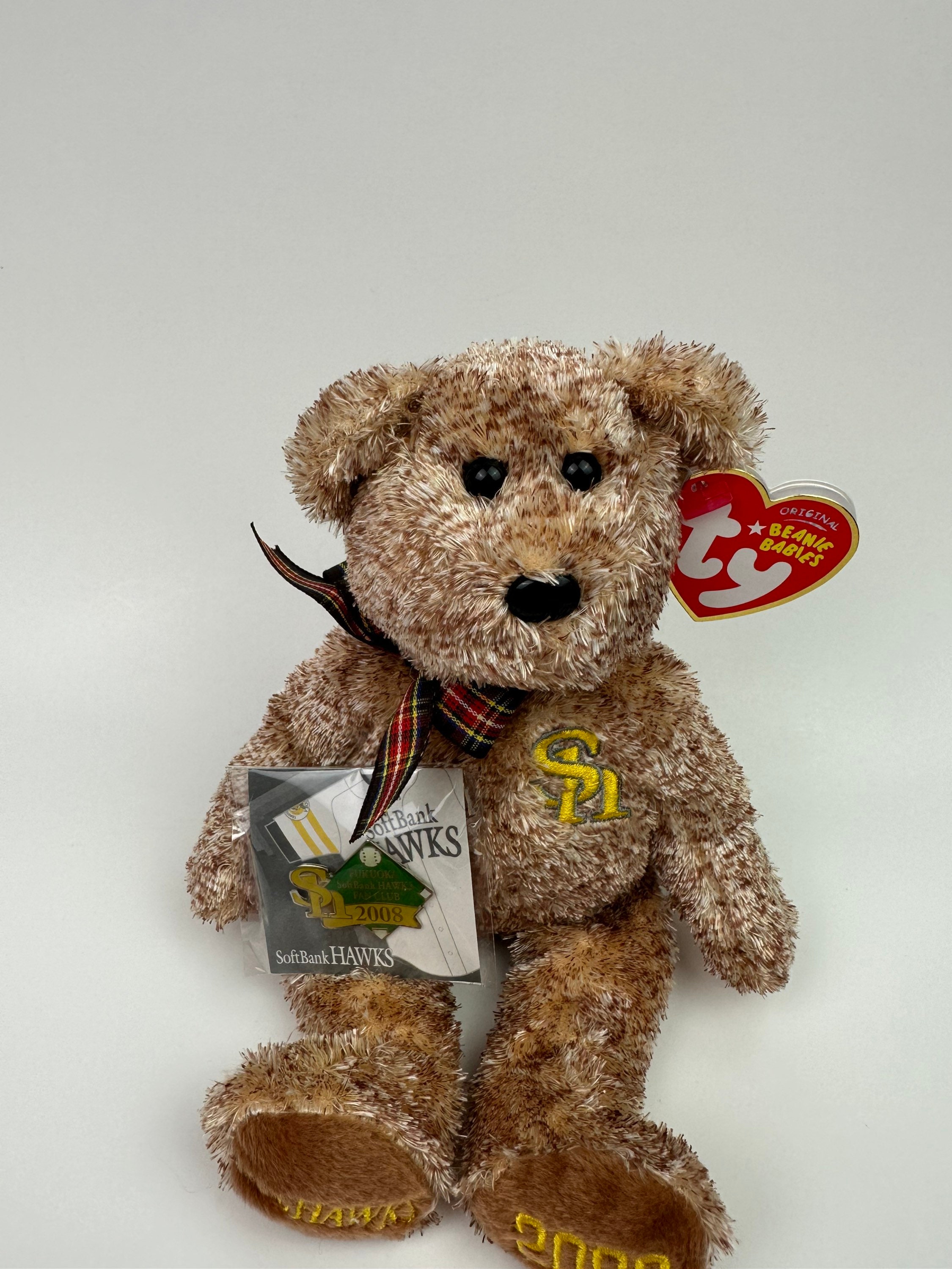 Ty Beanie Baby “white” the Softbank Club Hawks Bear - Japan