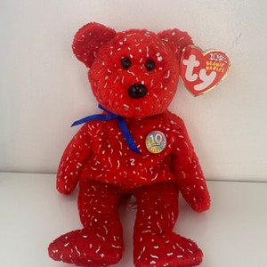 Ty Beanie Baby Decade Bear the Red Bear  (8.5 inch)