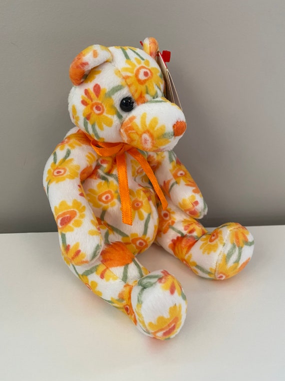 Ty Beanie Baby Shasta the Orange Floral Bear 7 inch Etsy