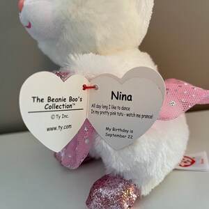 Ty Beanie Boo “nina” the Pink and White Ballerina Mouse (6 Inch) - Etsy