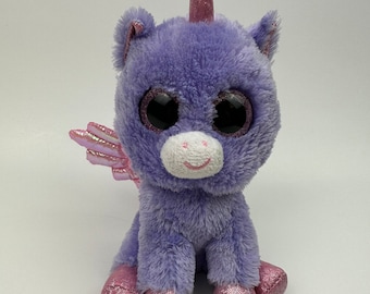 Ty Beanie Boo "Athéna" le Pégase violet - Exclusivité Claire's. Aucune étiquette volante ! *Rare* (6 pouces)