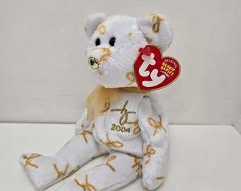 Ty Beanie Baby “2004 Signature Bear” Gold and White Bear (8.5 Inch