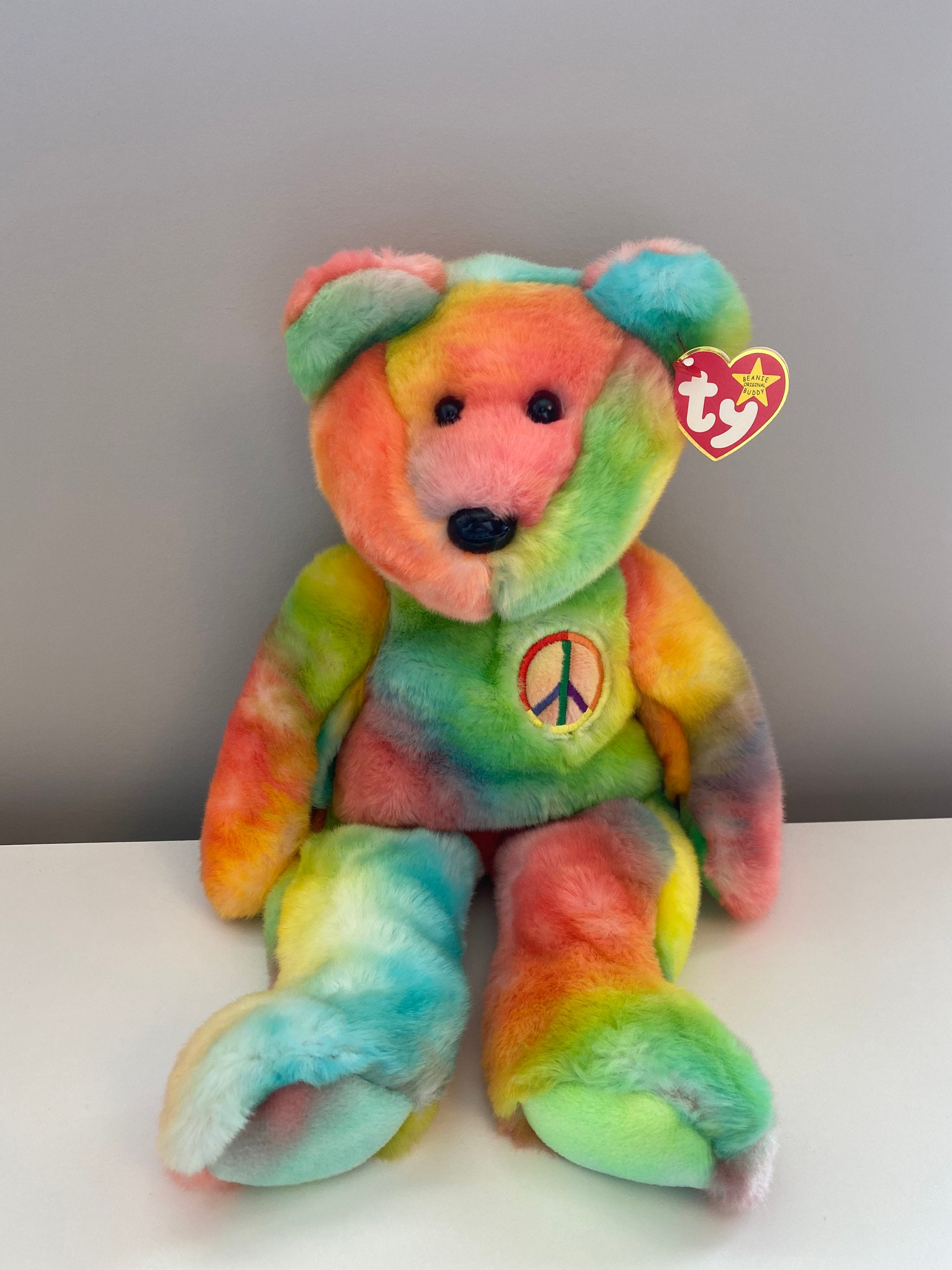 TY Beanie Buddy Peace the Tie-Dye Bear Plush Bright | Etsy