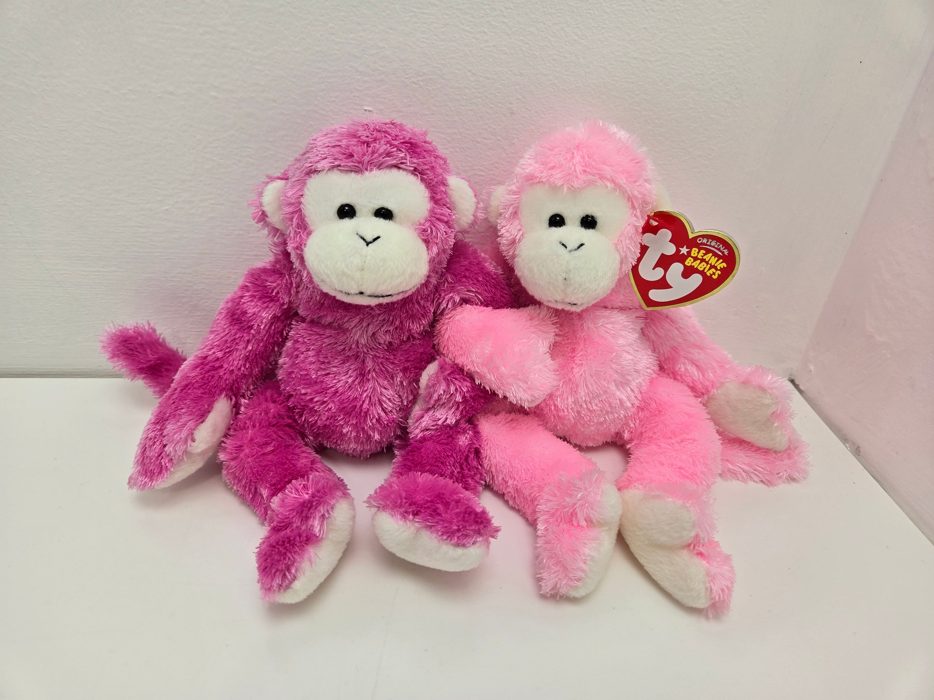 TY Beanie Baby “friends” the Adorable Pink Attached Monkeys