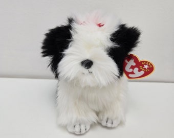 Ty Beanie Baby “Poofie” the Black and White Sheep Dog Plush (8 inch)