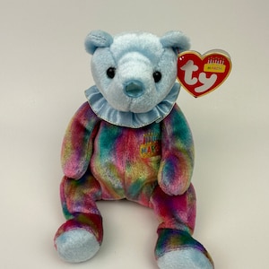 Ty Beanie Baby March the Birthday Bear - Aquamarine Birthstone Bear (7 inch)