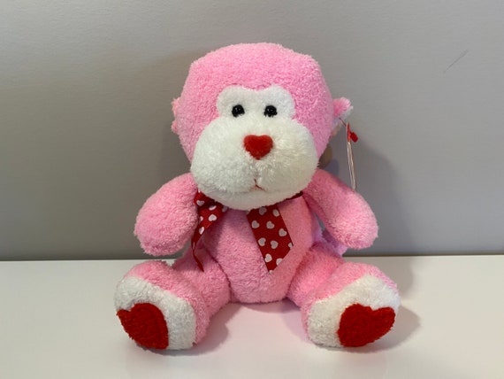 Junglelove Retired Ty Beanie Babie 2006 7in Pink Valentine Monkey 3 up 40471 for sale online