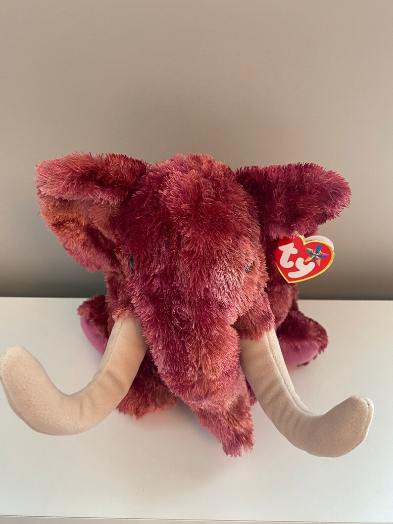 Ty Beanie Buddy “Colosso” the Magenta Woolly Mammoth (12 inch) image 4
