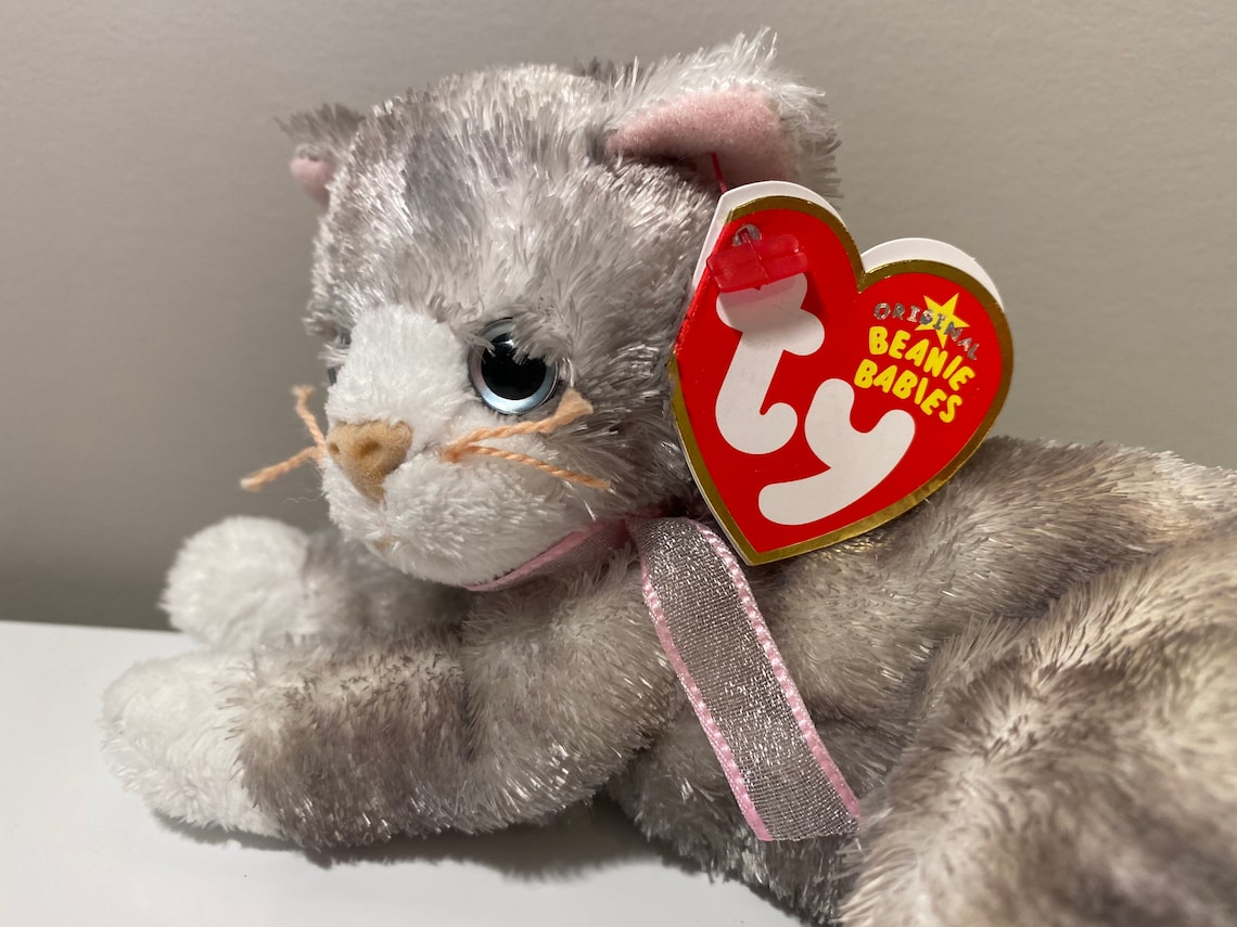 TY Beanie Baby Rhapsody the Grey and White Cat Plush Rare Etsy
