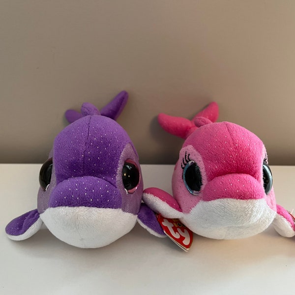 Ty Beanie Boo “Flips” the Purple Dolphin and “Surf” the Pink Dolphin (6 inch)