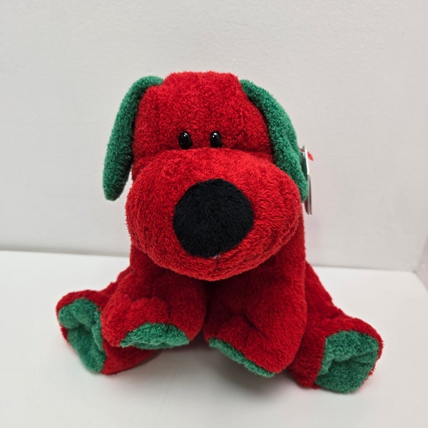 TY Pluffies Collection “Jingles” the Green and Red Holiday Dog (8 inch)