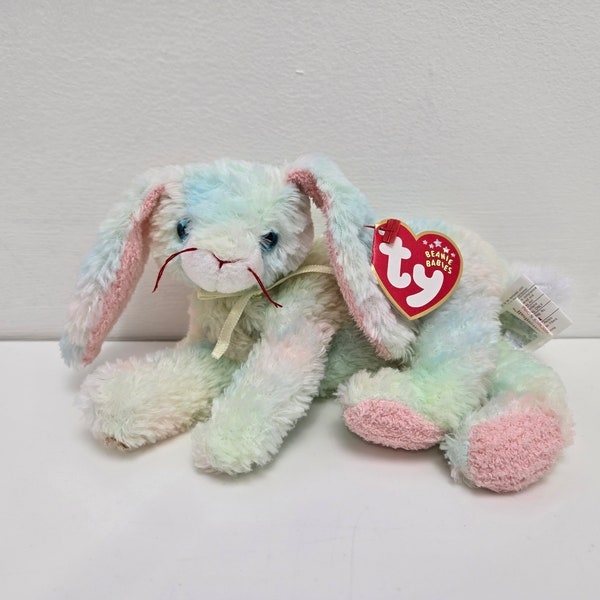 Ty Beanie Baby “Cottonball” the tie dye laying down Bunny Rabbit! (7.5 inch)
