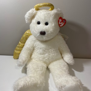 Ty Beanie Buddy  “Halo II” the Angel Bear with Gold Wings (14 inch)