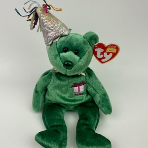 Ty Beanie Baby “Happy Birthday” the May Birthday Bear Wearing a Party Hat! (8.5 inch)