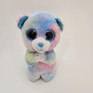 Ty Beanie Boo “Hope” the Praying Tie-Dye Bear No Hang Tag (6 inch)