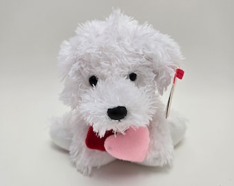 Ty Beanie Baby “Loveypup” the Love Dog  Holding 2 hearts (5.5 inch)