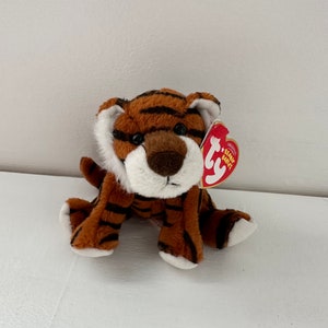 Ty *Keychain* Beanie Baby “Stripey” the Tiger - SMALL Metal Key Clip (4 inch)
